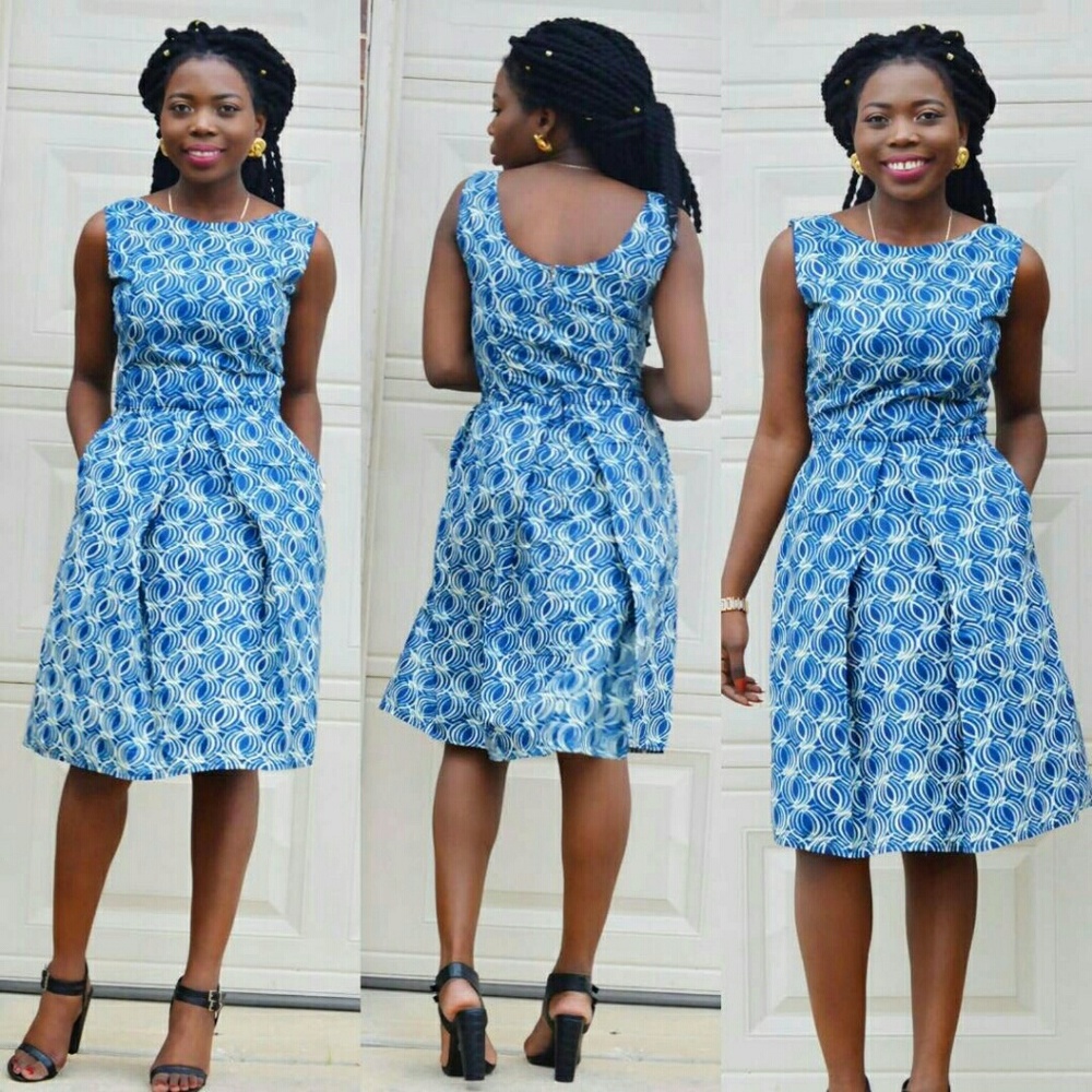 ON SALES Women African ankara print knee length dress